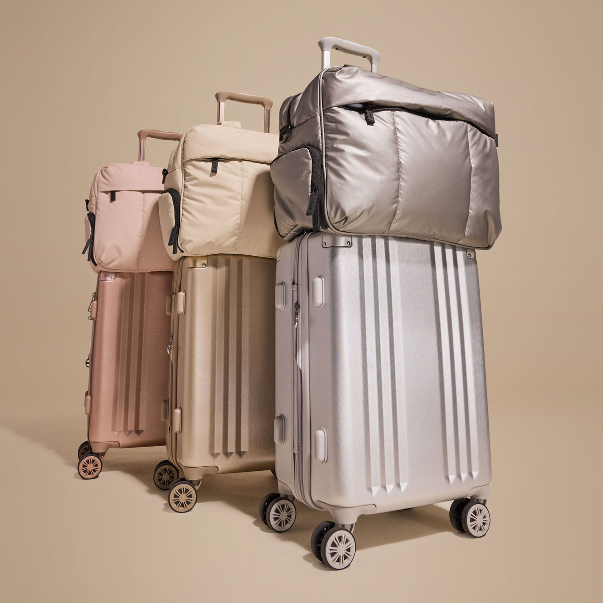 CALPAK Luka Duffels on top of CALPAK Ambeur Carry Ons 