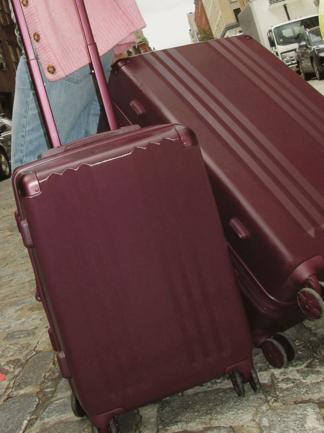 CALPAK Ambeur 2pc Set in Carry On and Large Luggage in burgundy Dark Cherry