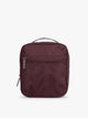 Dark burgundy Dark Cherry color of the CALPAK Everything Cube organizer with a top handle, a front zippered pocket, and a textured mesh lower panel, shown against a plain white background; ACE2401-DARK-CHERRY