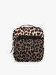 Leopard print in Leopard the CALPAK Everything Cube organizer with a top handle, a front zippered pocket, and a textured mesh lower panel, shown against a plain white background; ACE2401-LEOPARD
