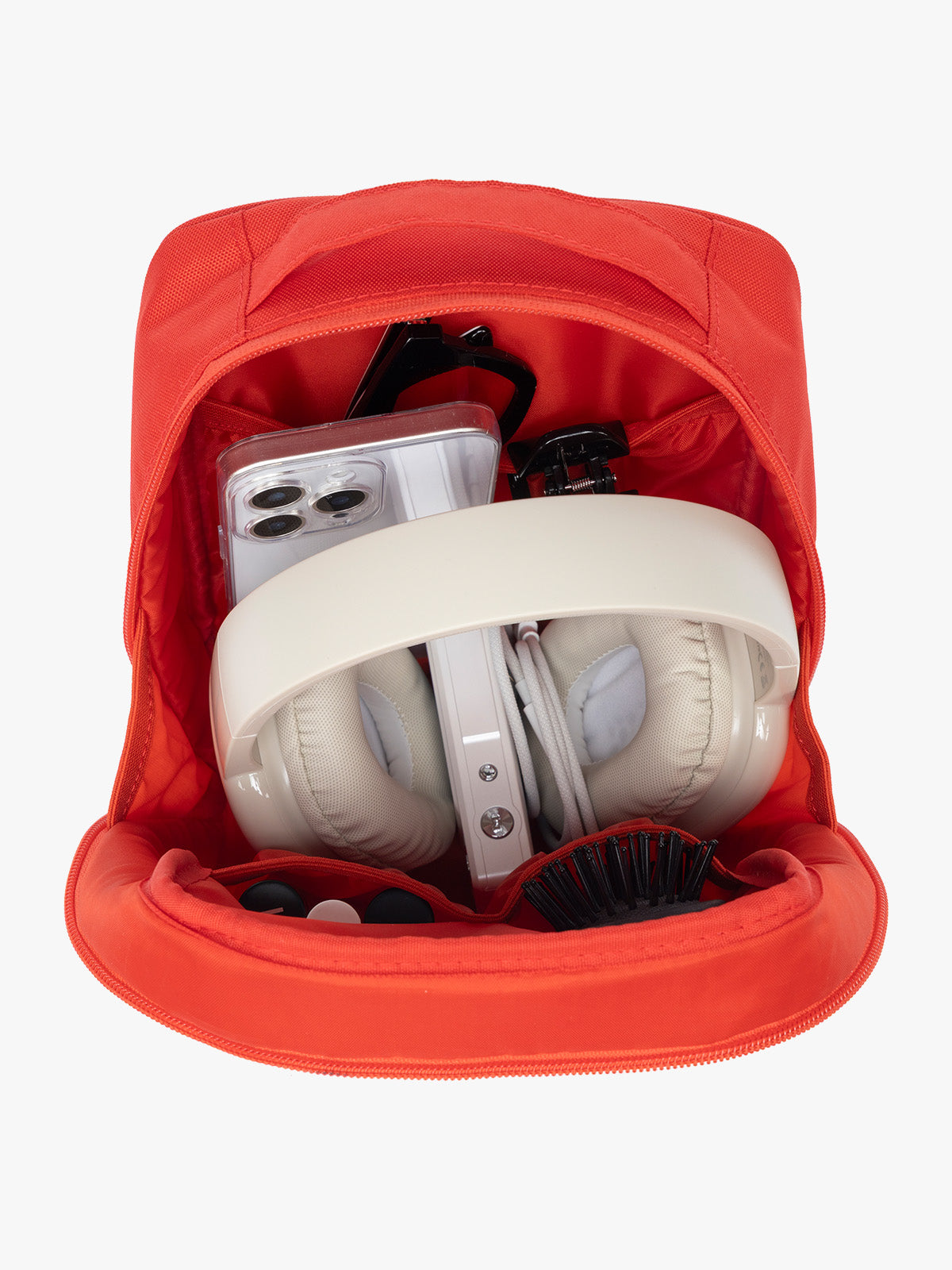 Inside of CALPAK Everything Cube in red Tomato; ACE2401-TOMATO