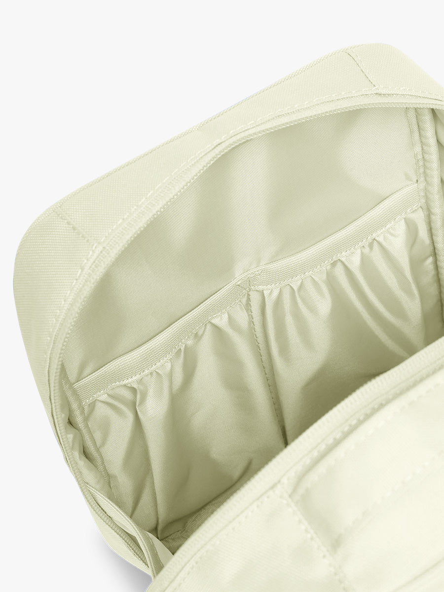 Interior pockets of CALPAK Everything Cube in light green Celadon; ACE2401-CELADON