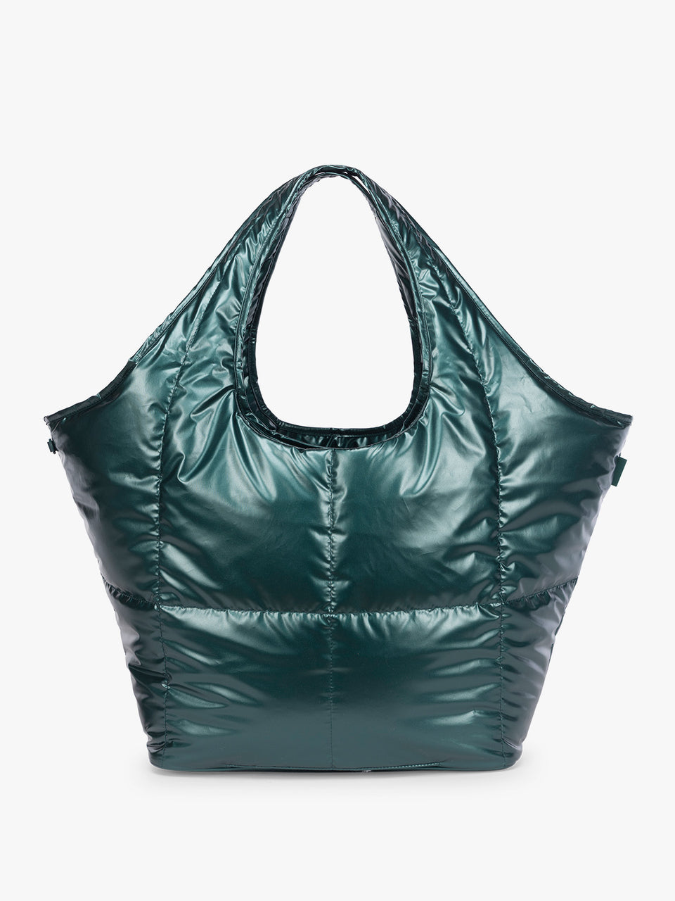 CALPAK Luka Everything Tote in dark green shiny Kale; AET2601-GLAZED-KALE