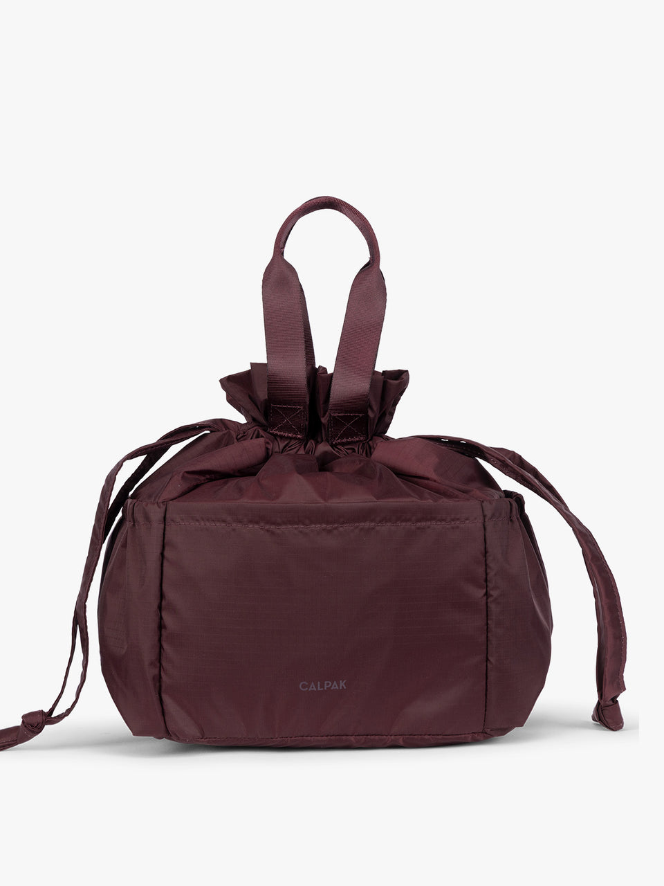 Burgundy Dark Cherry CALPAK Insulated Lunch Bag with top handles, shown against a plain white background; ALB2001-DARK-CHERRY