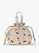 CALPAK Insulated Lunch Bag in Oatmeal Cherry in tan with cherry print with drawstring; ALB2001-OATMEAL-CHERRY
