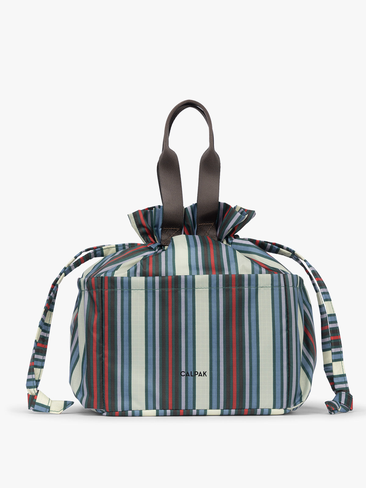 CALPAK Insulated Lunch Bag in multicolor (celadon, mushroom, french blue, lavender) striped Riviera Stripe; ALB2001-RIVIERA-STRIPE