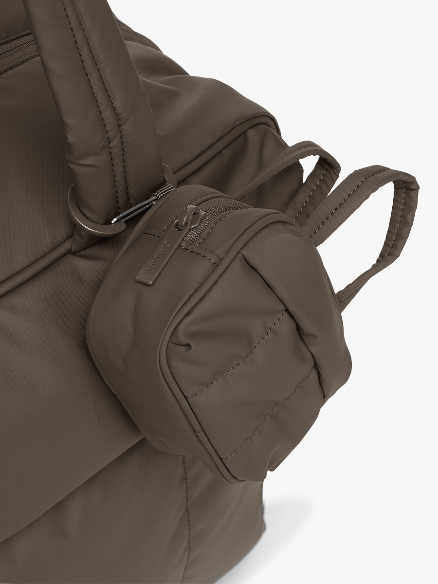 Attached CALPAK Luka Duffel Zip Bag Charm in brown Mushroom; ALK2501-MUSHROOM