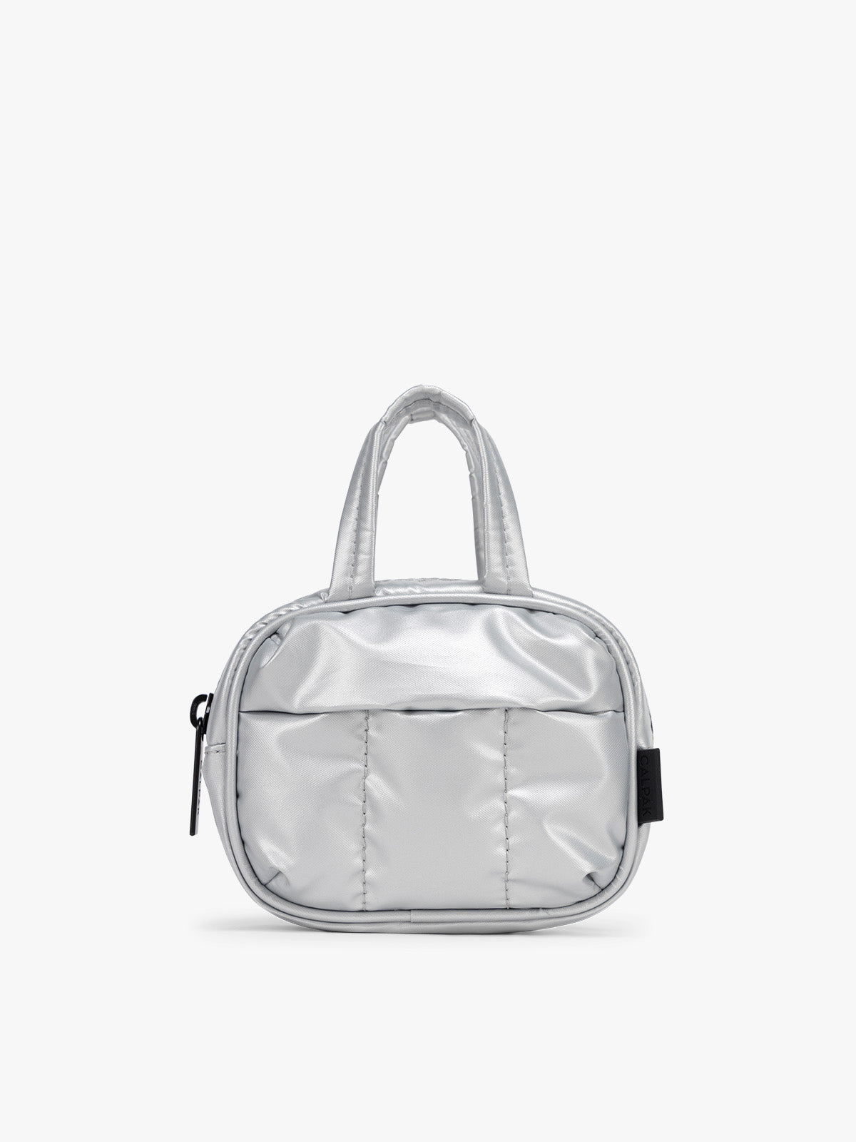 CALPAK Luka Duffel Key Pouch in SIlver on a white background; ALK2501-SILVER
