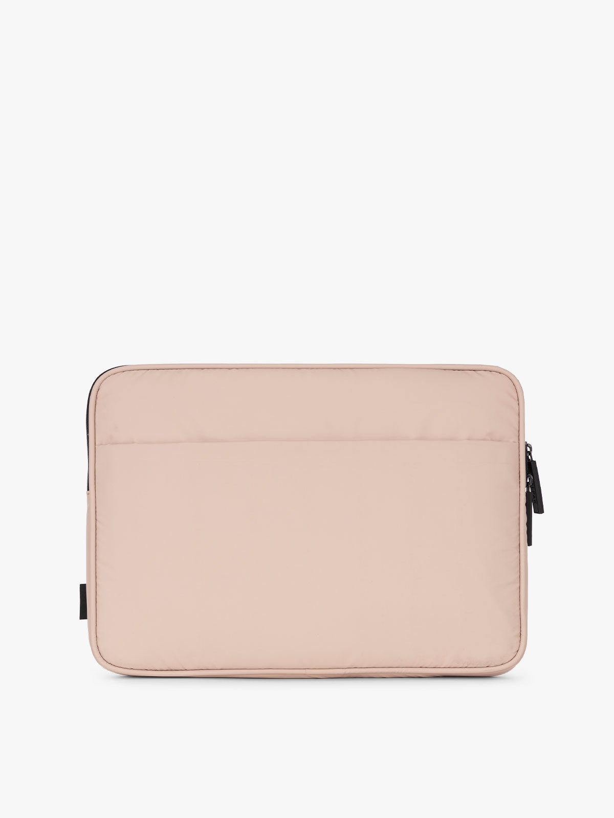 Back view of CALPAK Luka 14" Padded Laptop Sleeve with multiple exterior pockets in pink; ALL2401-ROSE-QUARTZ