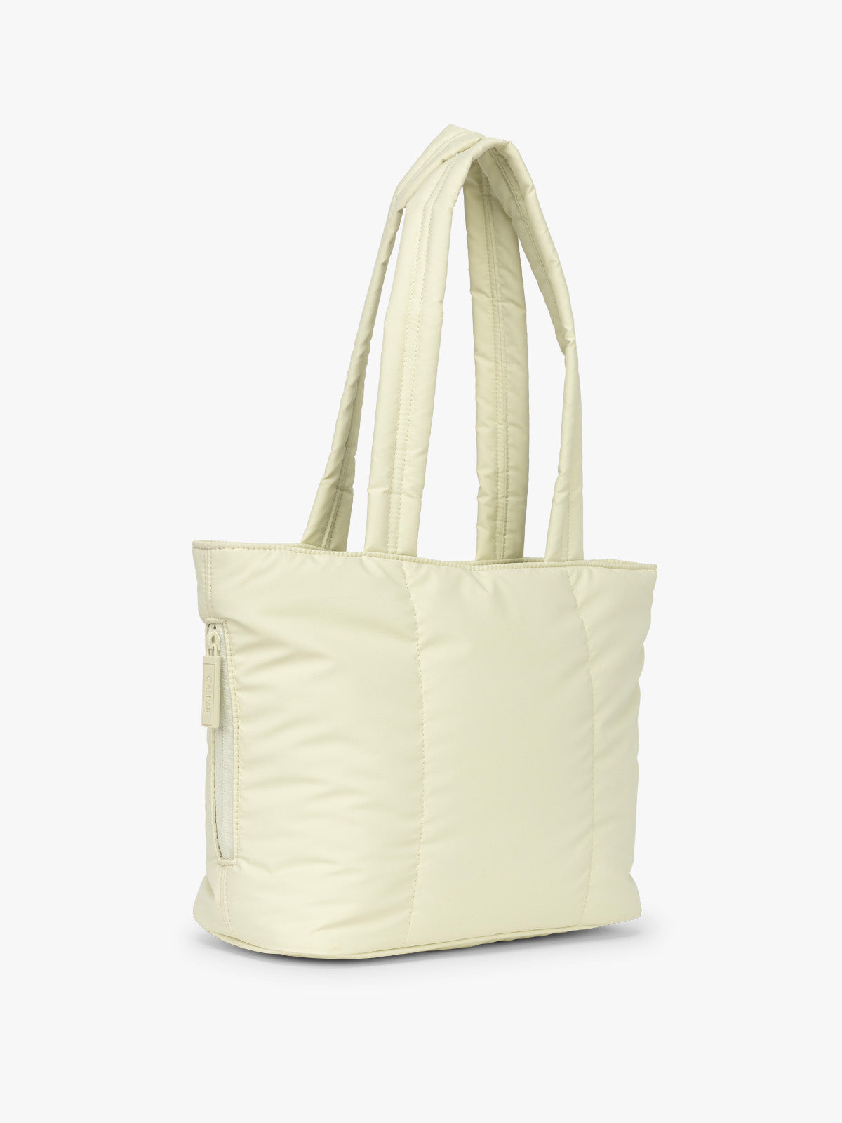 Side view of CALPAK Luka Mini Tote in light green Celadon; ALM2401-CELADON