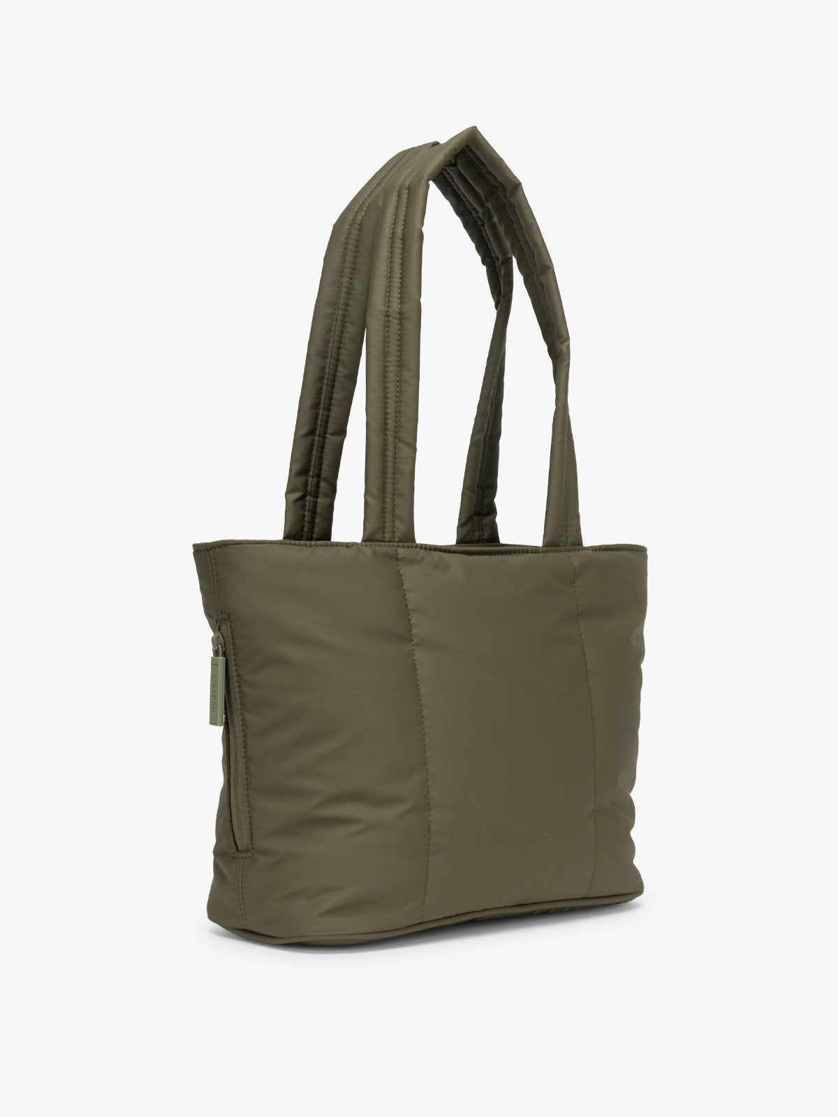 CALPAK Luka Mini Tote in dark green Pine side view; ALM2401-PINE
