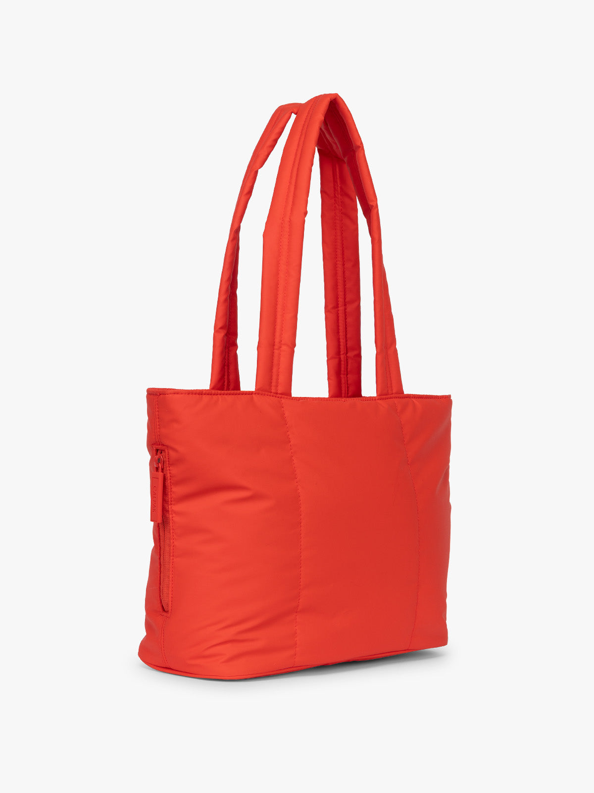 Side view of CALPAK Luka Mini Tote in red Tomato; ALM2401-TOMATO