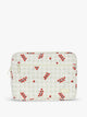 CALPAK 13"-14" Padded Laptop Sleeve in white and green gingham pattern with tomato print; ALP2213-CELADON-TOMATO-PICNIC