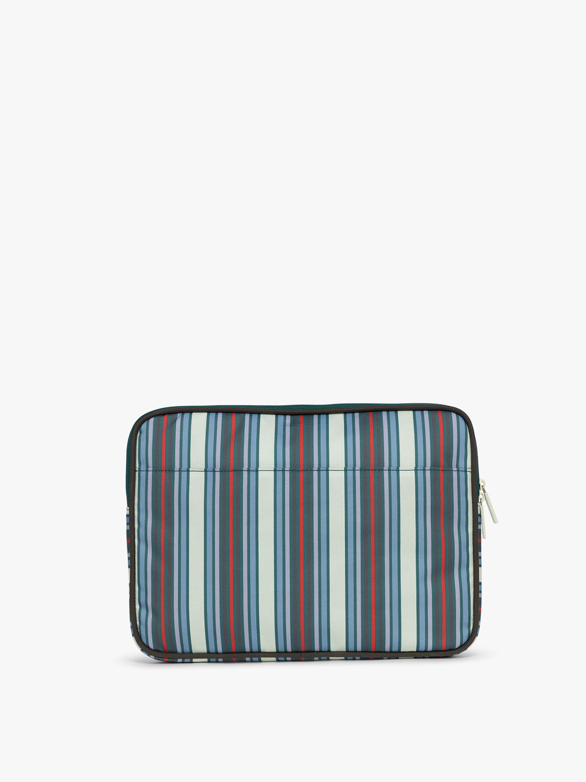 Backside of CALPAK 13"-14" Padded Laptop Sleeve in multicolor stripes; ALP2213-RIVIERA-STRIPE