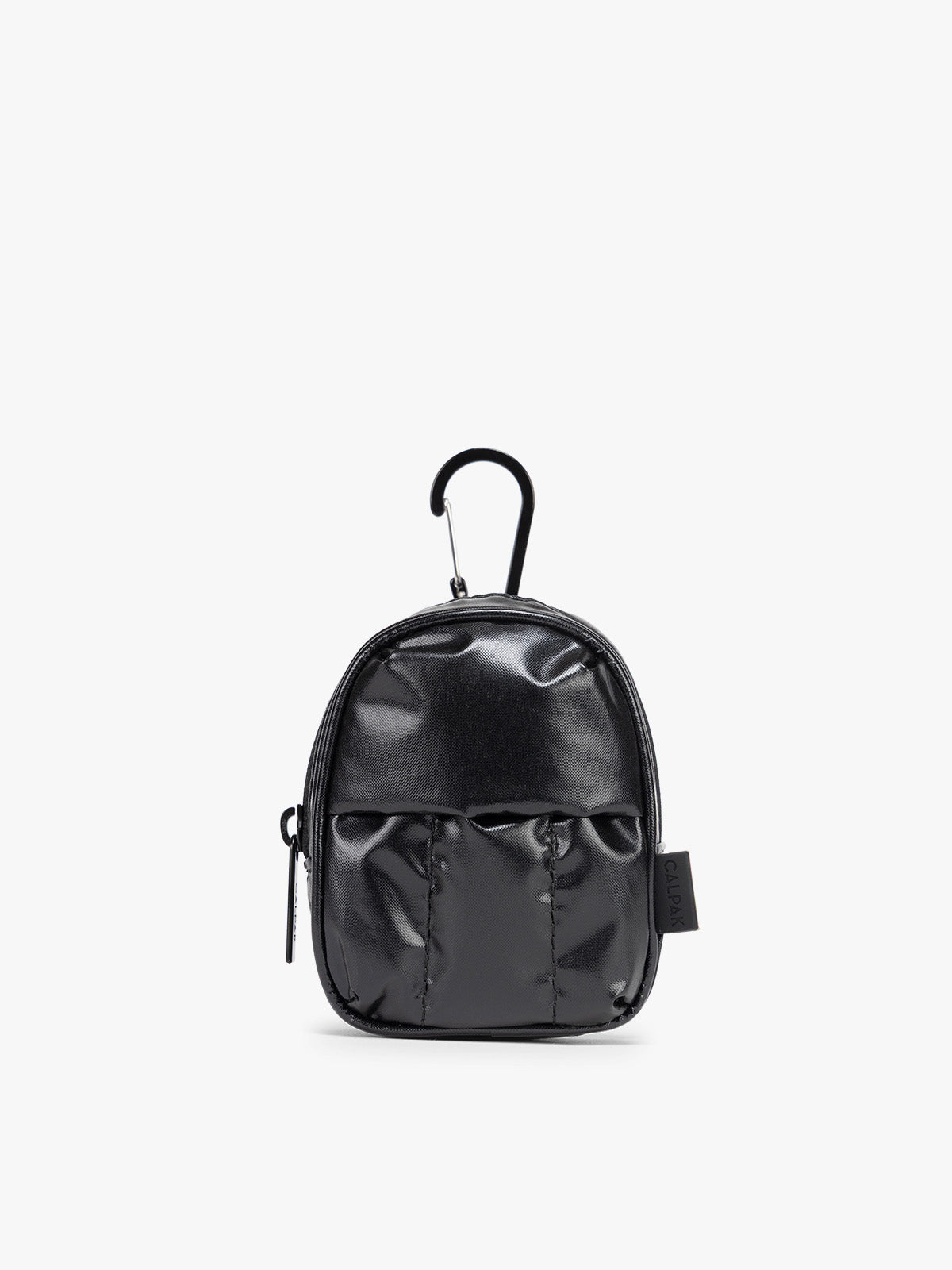 CALPAK Luka Backpack Key Pouch in Glazed Black on a white background; AMB2201-GLAZED-BLACK
