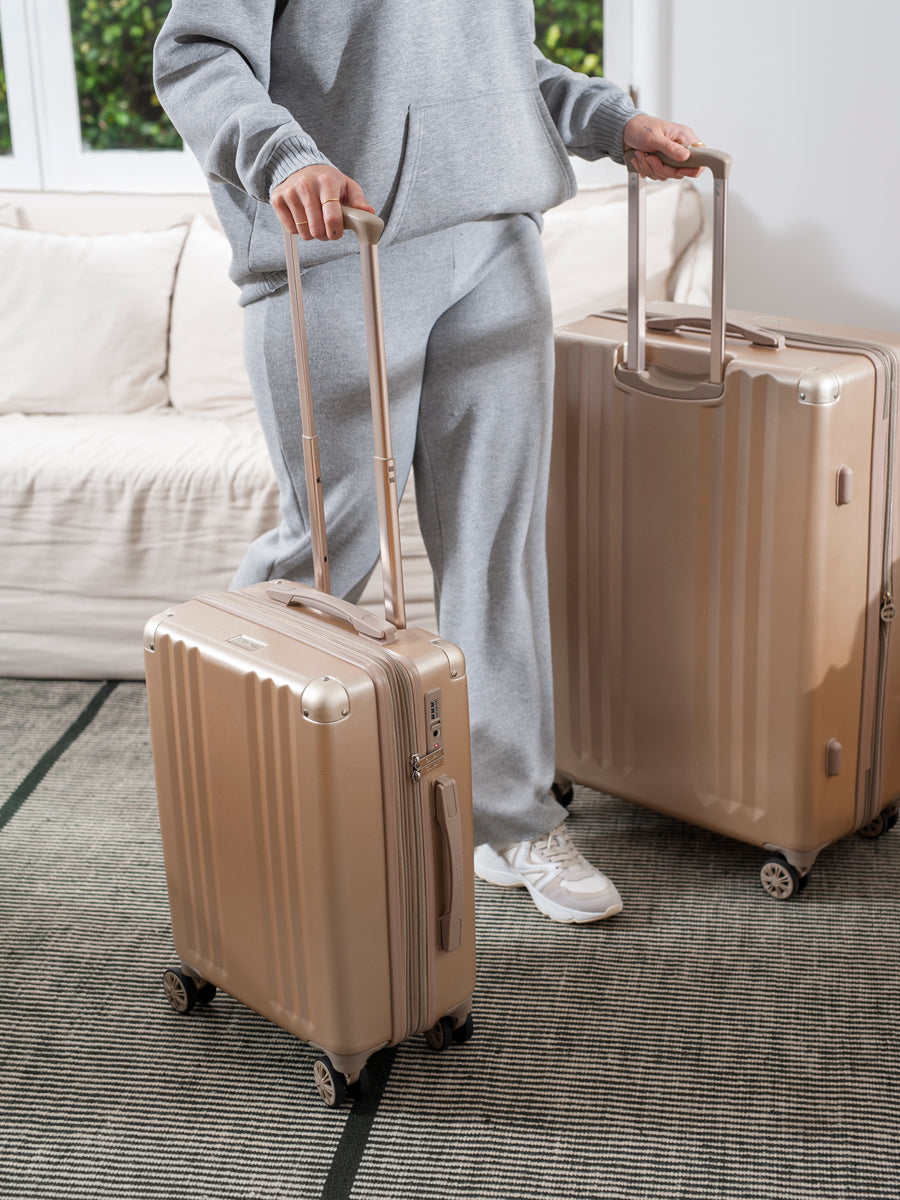 2 piece CALPAK Ambeur gold hard shell suitcase set; LAM2000-GOLD;