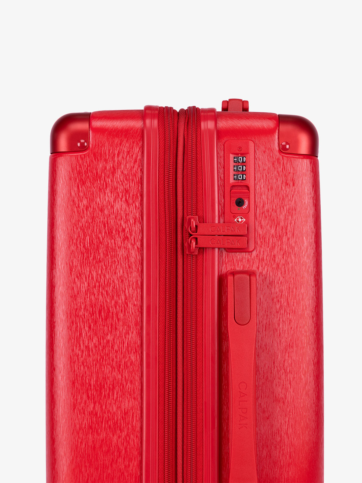 CALPAK Ambeur 2 piece lightweight copper luggage with built-in TSA lock in metallic red; LAM2000-METALLIC-RED
