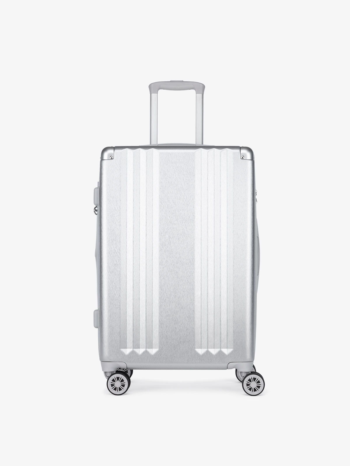 silver Ambeur medium luggage hard sided part of 3 piece suitcase set; LAM3000-SILVER