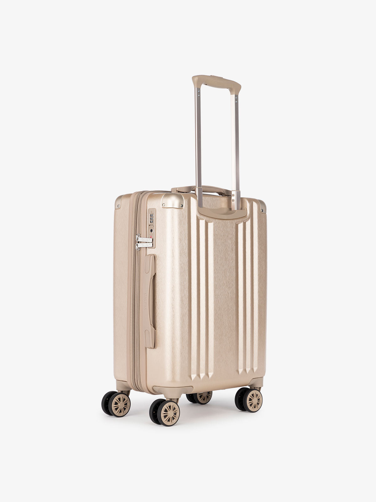 lightweight gold CALPAK Ambeur hard shell rolling spinner carry on; LAM1020-GOLD