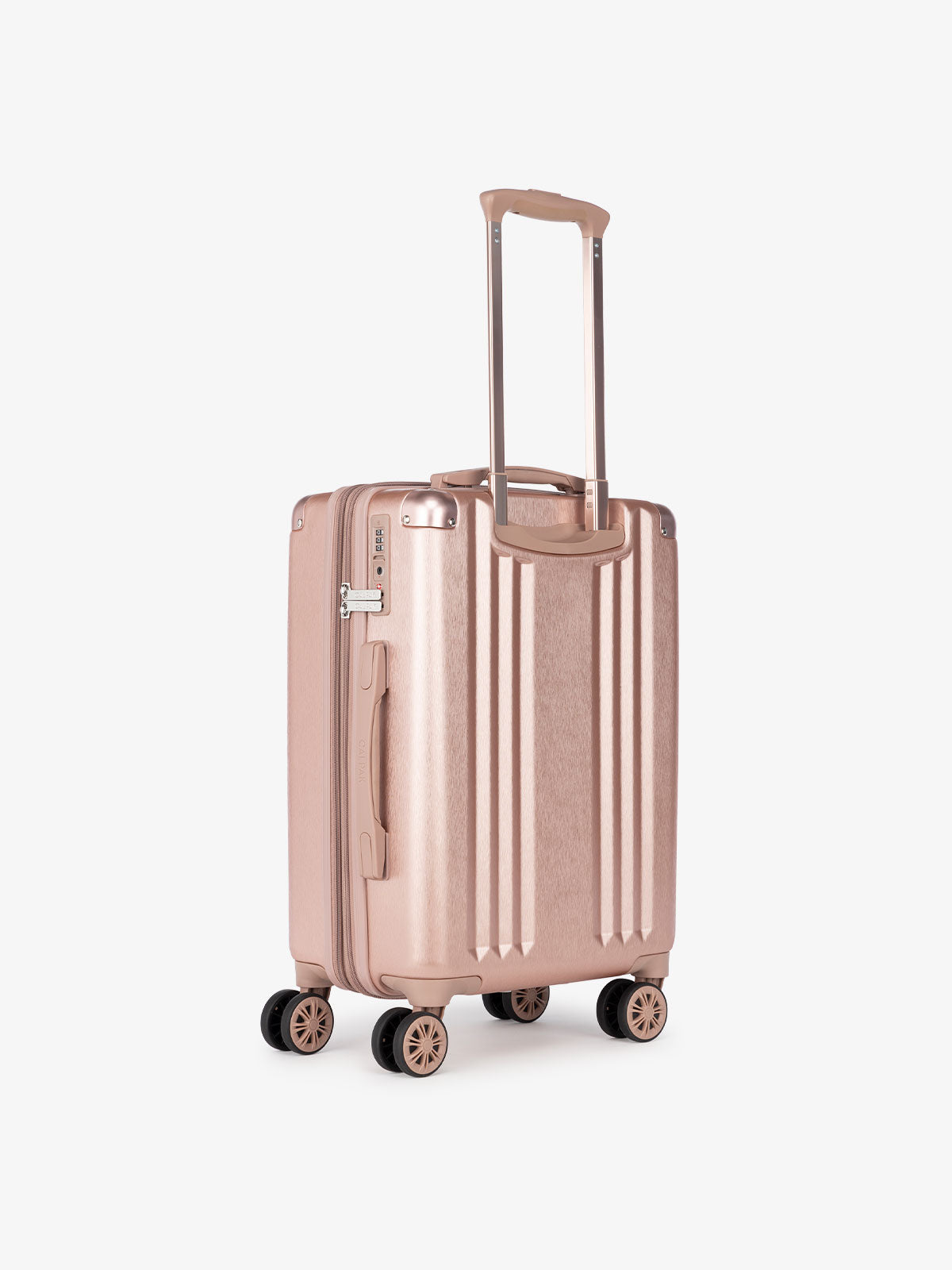 CALPAK Ambeur rose gold 22 inch hard shell rolling spinner carry on luggage; LAM1020-ROSE-GOLD