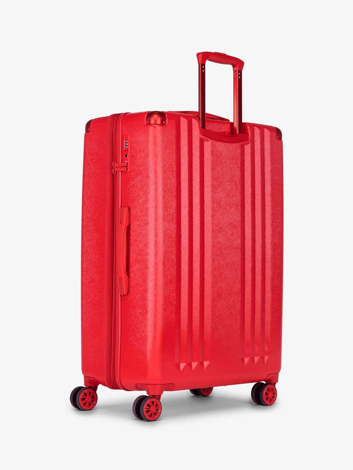 CALPAK Large 30 inch lightweight hard shell suitcase in metallic red; LAM1028-METALLIC-RED