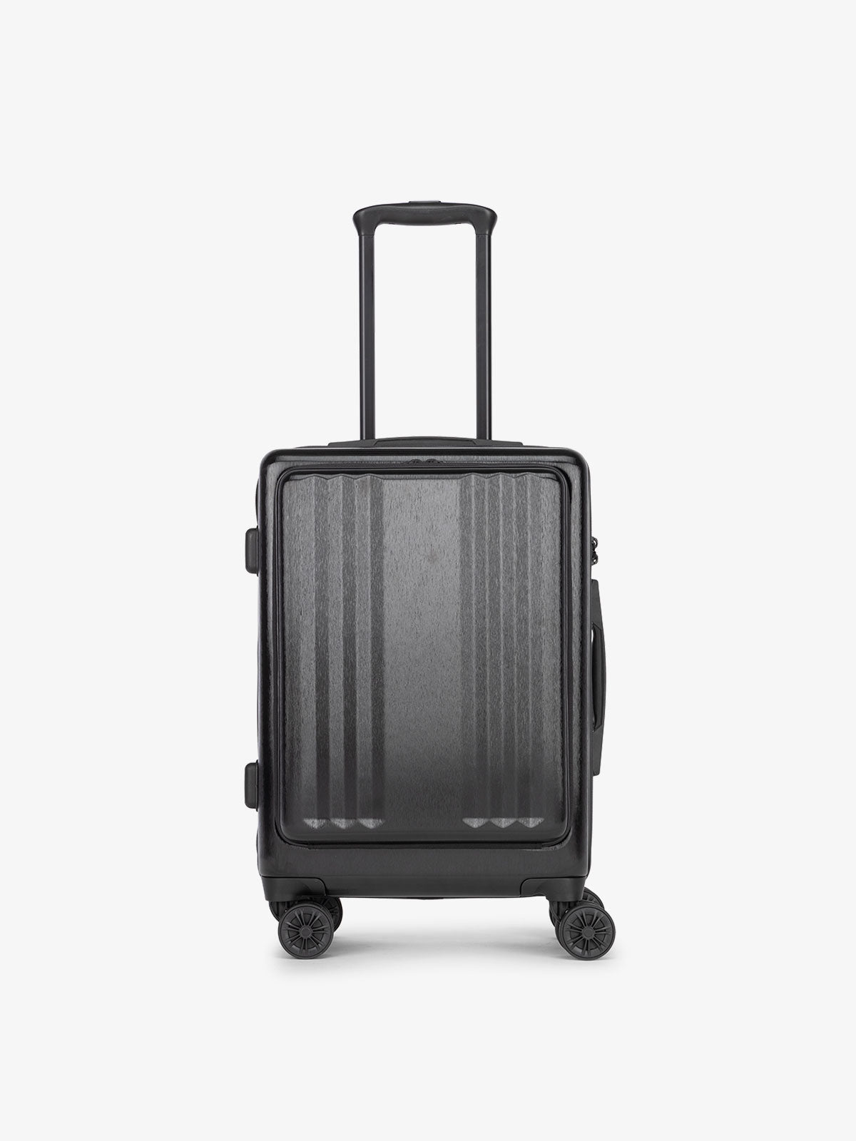 CALPAK Ambeur carry-on suitcase with pocket, TSA lock and 360 spinner wheels in black; LAM1020-FP-BLACK