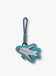 CALPAK Kids Pluffy Bag Charm white Airplane on blue plush front view; APLF2501-AIRPLANE