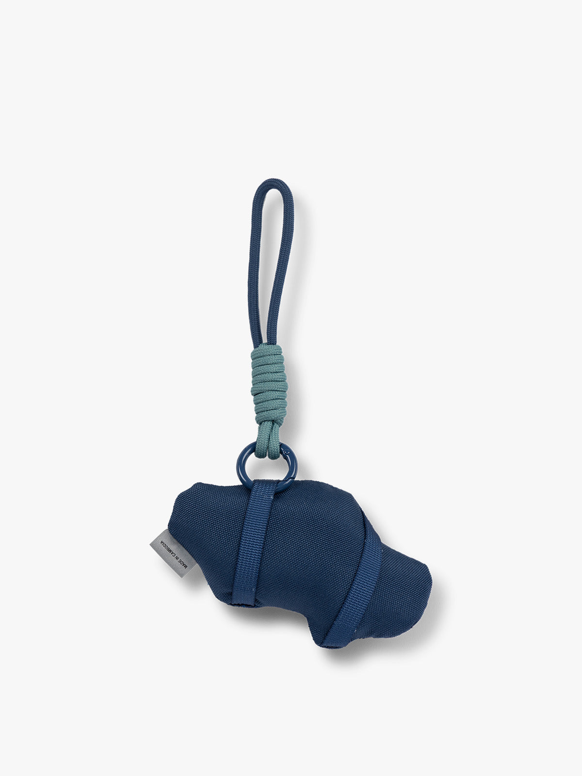CALPAK Kids Pluffy Bag Charm red Car with flames on dark blue plush back view; APLF2501-CAR