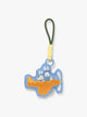 Plush Miffy x CALPAK Pluffy Bag Charm keychain with a blue border and Miffys holding a carrot on an orange airplane with a white background;APLF2501-MIFFY-ON-THE-WAY