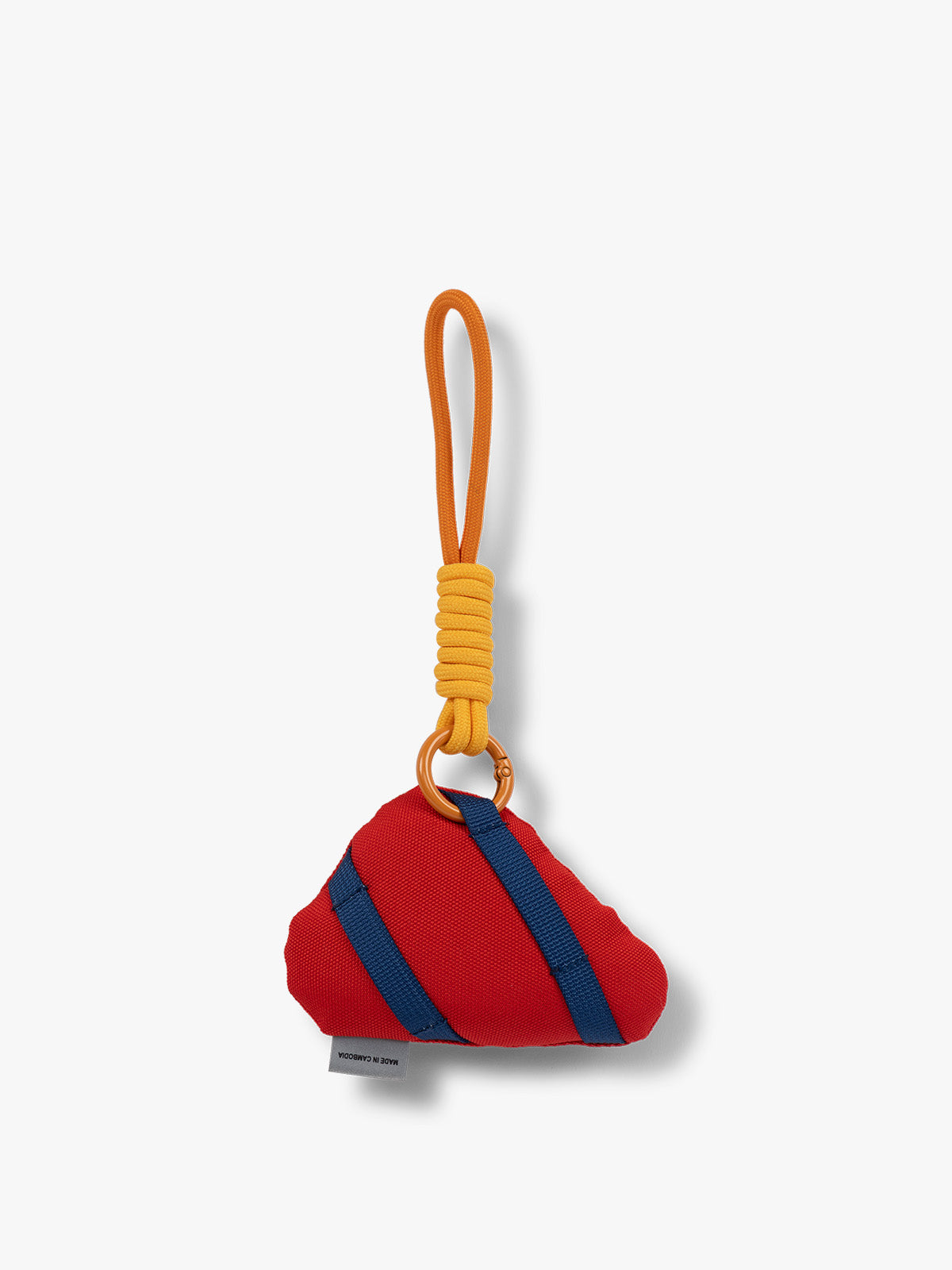 CALPAK Kids Pluffy Bag Charm pepperoni and cheese Pizza on red plush back view; APLF2501-PIZZA