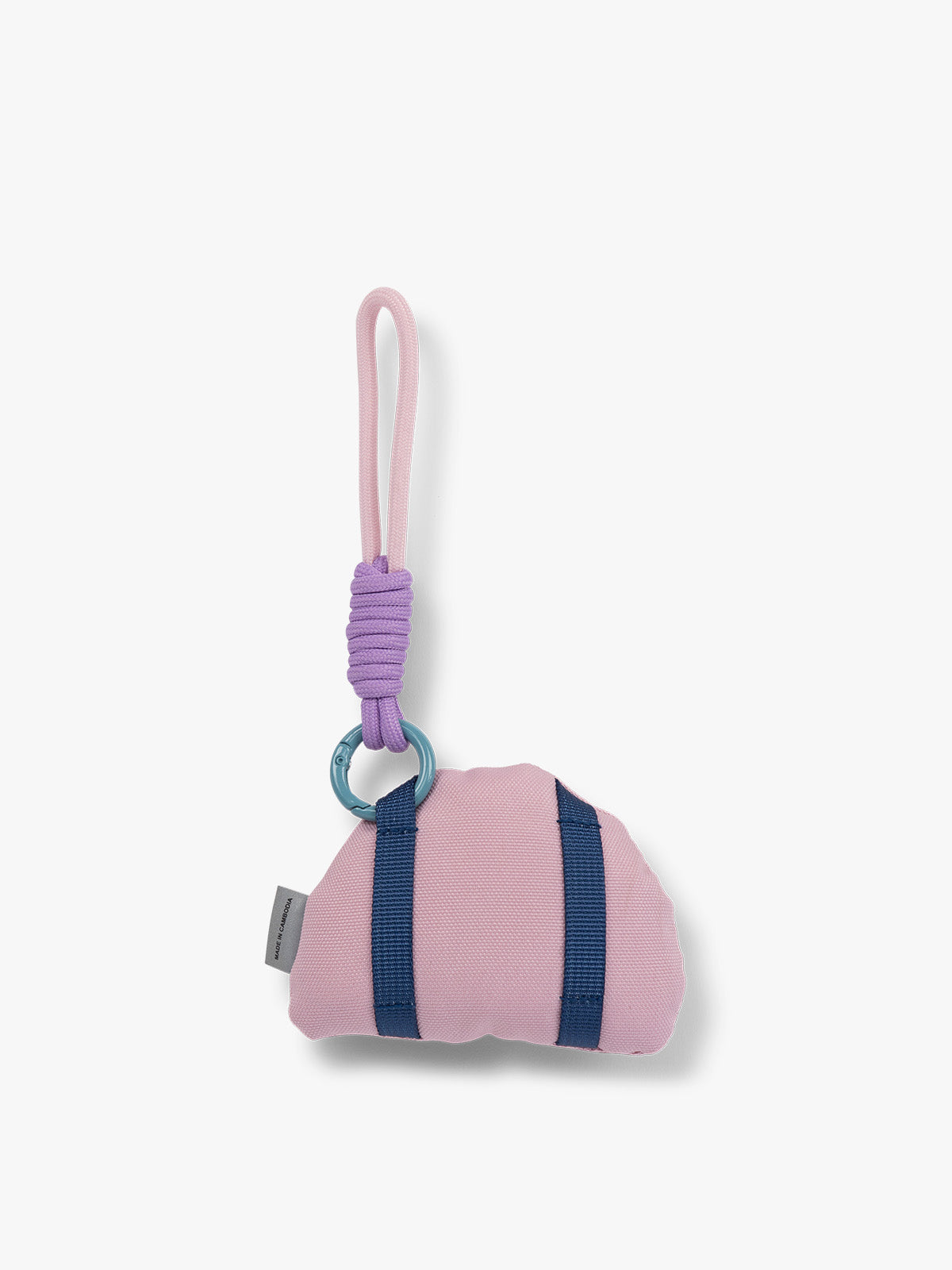CALPAK Kids Pluffy Bag Charm colorful Rainbow on pink plush back view; APLF2501-RAINBOW