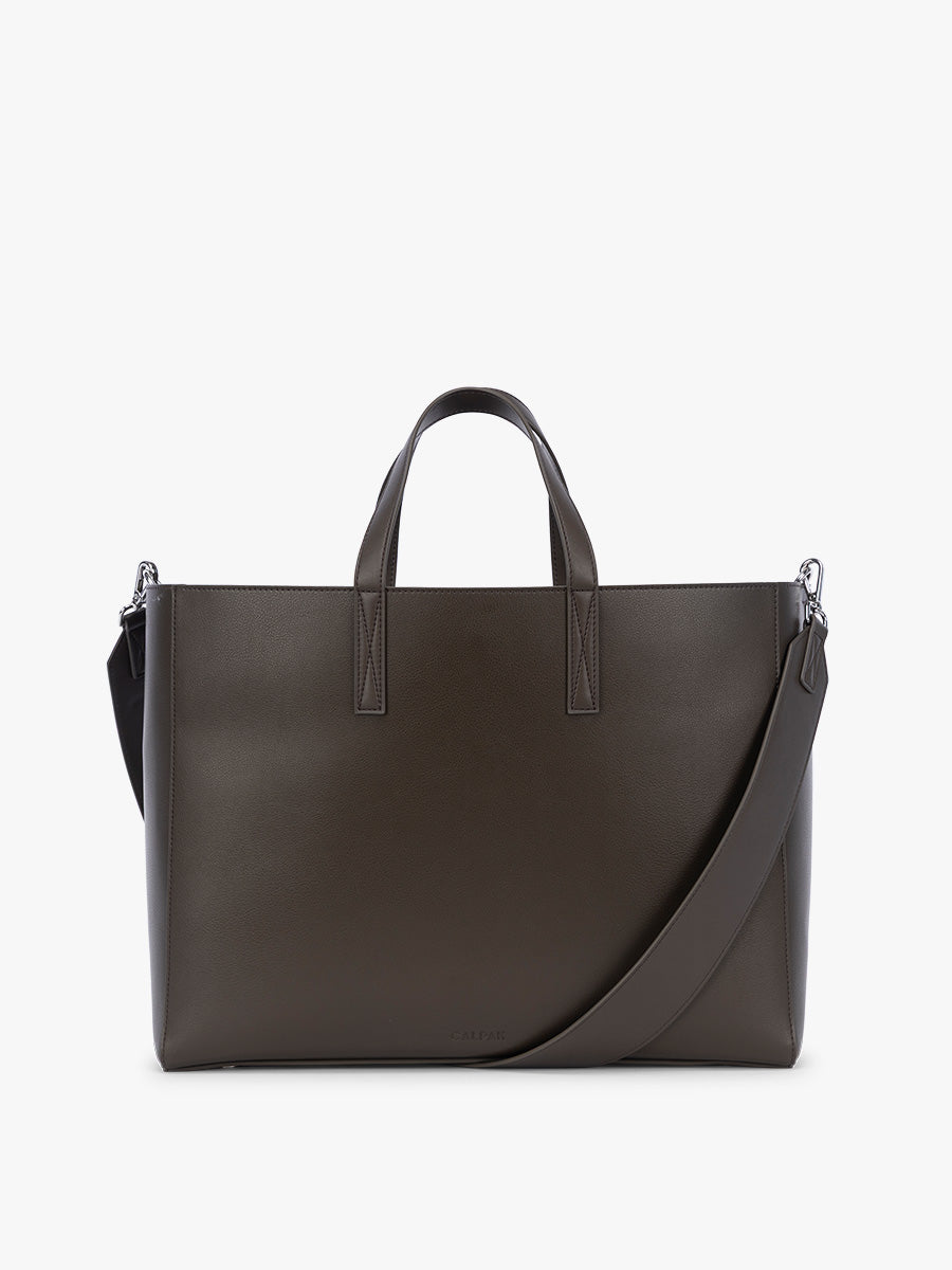 CALPAK Haven 16" Laptop Tote in dark brown Mushroom; ATO2102-MUSHROOM