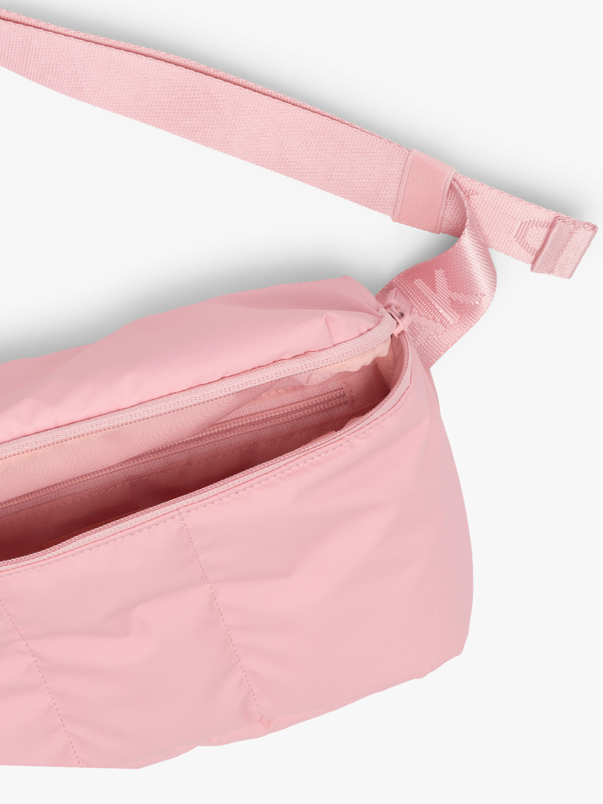 CALPAK Luka Belt Bag in pink Blossom interior view; BB1901-BLOSSOM