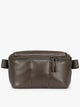 Dark brown Mushroom vegan leather CALPAK Luka Belt Bag with a zippered front pocket and side straps, shown against a plain white background; BB1901-MUSHROOM-PU