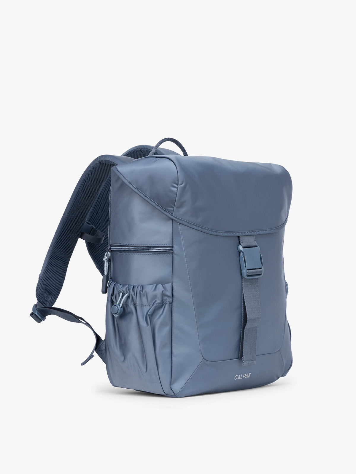 CALPAK Fit Gym Backpack in blue Indigo side view with white background; BPF2601-INDIGO
