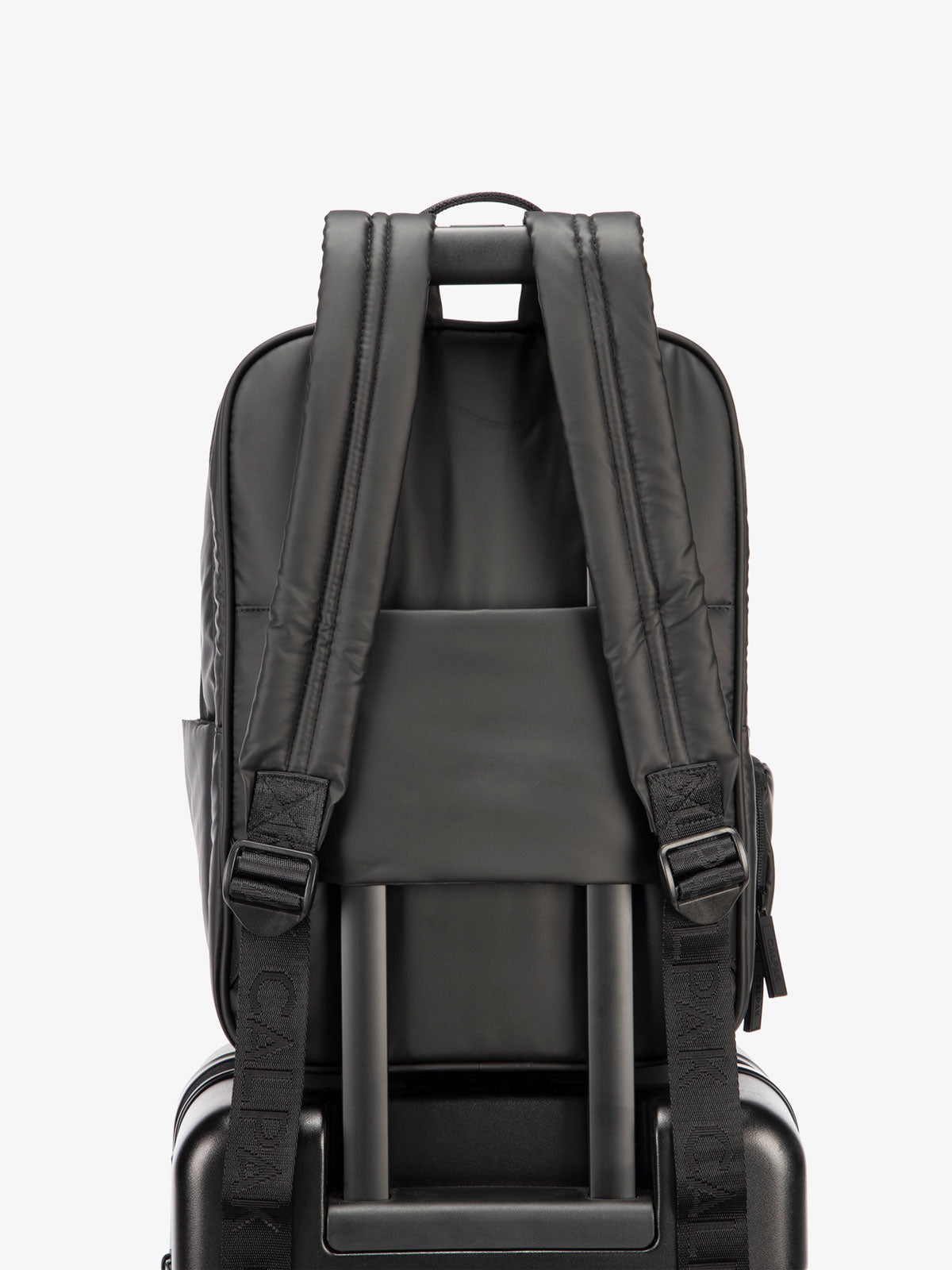 Backpack with luggage sleeve;  BPL2001-MATTE-BLACK
