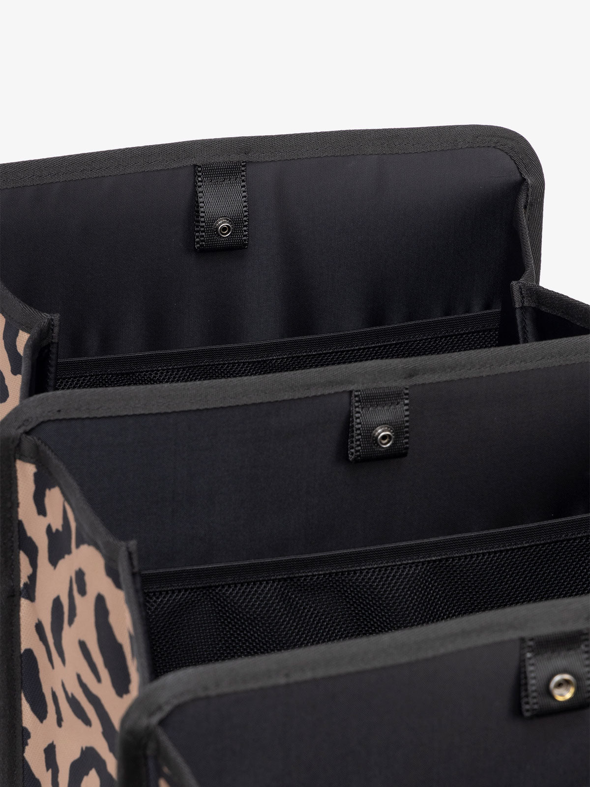 interior of cheetah print CALPAK car trunk organizer; ACO2001-CHEETAH