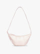 CALPAK Luka Crescent Bag in light pink shiny Pearlescent; CBL2601-PEARLESCENT
