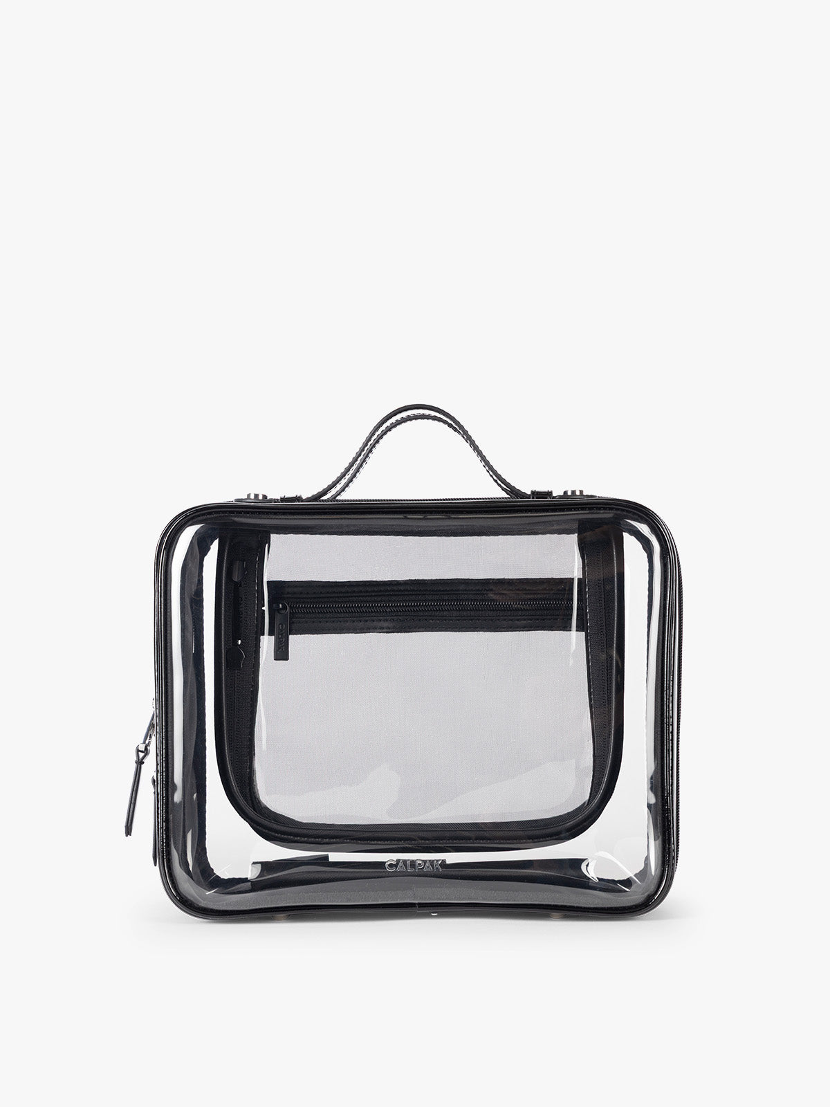 CALPAK Large Clear Cosmetics Case in black Glazed Black; CCC2001-GLAZED-BLACK