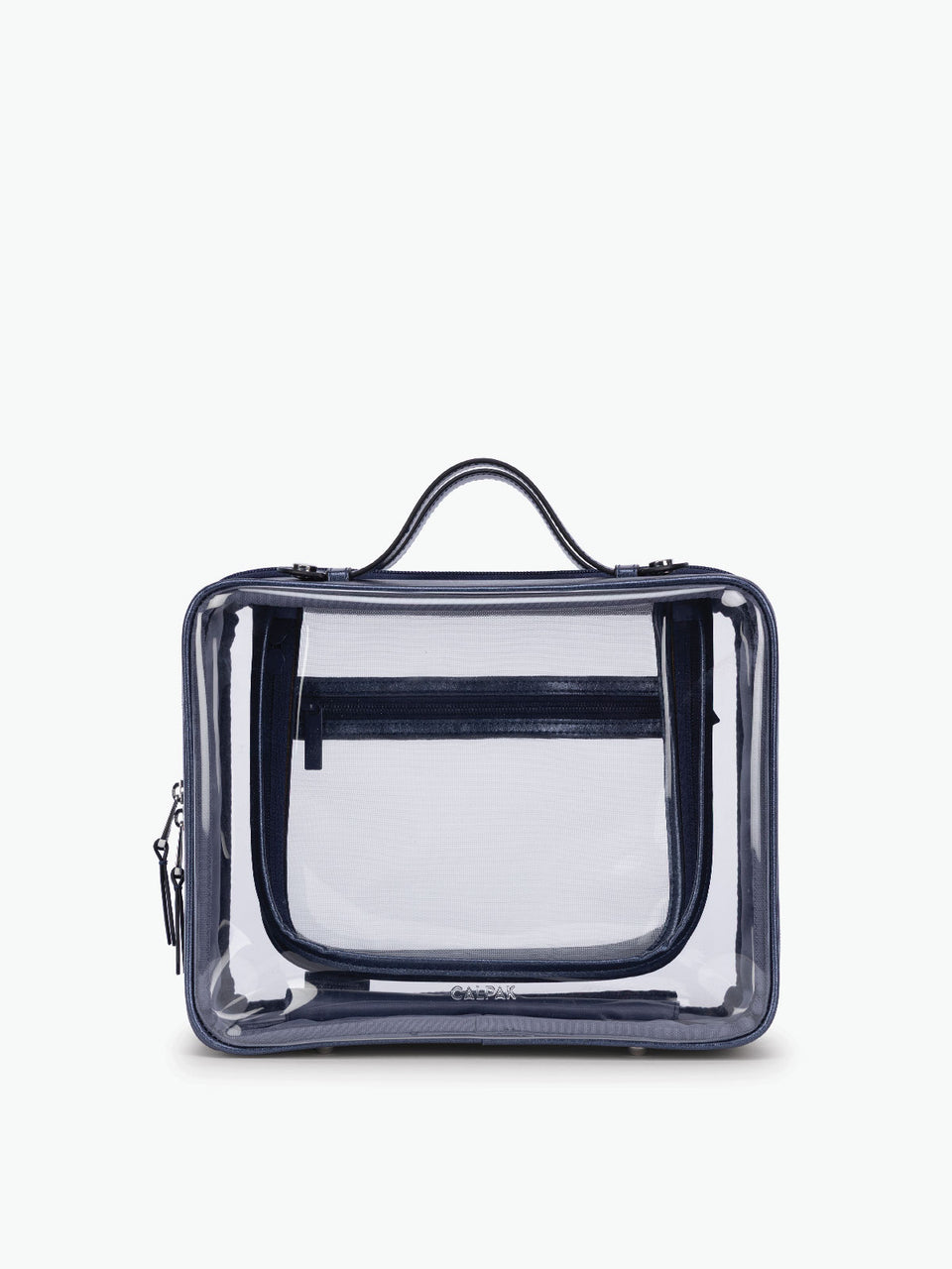 CALPAK Clear Cosmetic Case in dark blue French Blue; CCC2001-METALLIC-INDIGO
