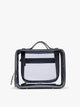 CALPAK Large Clear Cosmetics Case in deep blue Navy croc-embossed against a white background; CCC2001-NAVY-FAUX-CROC