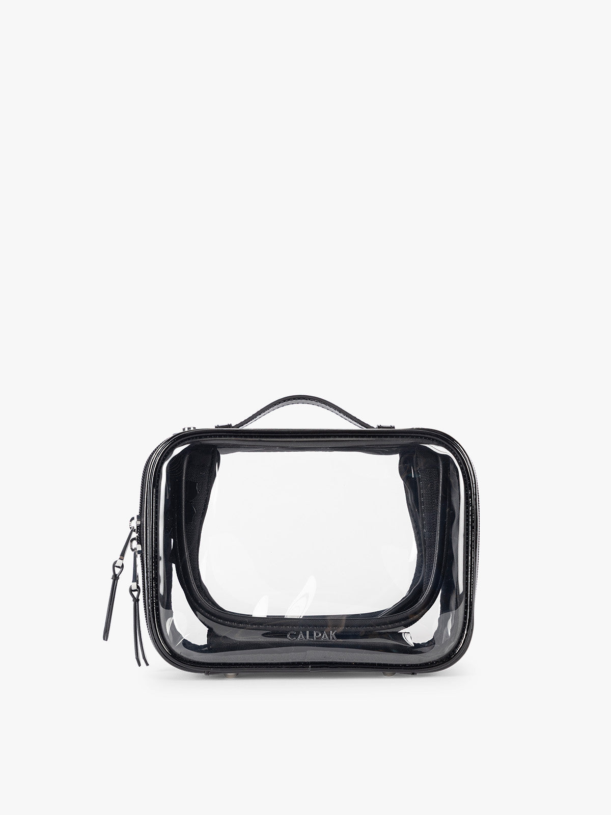 CALPAK Small Clear Cosmetic case in Glazed Black; CCM2001-GLAZED-BLACK