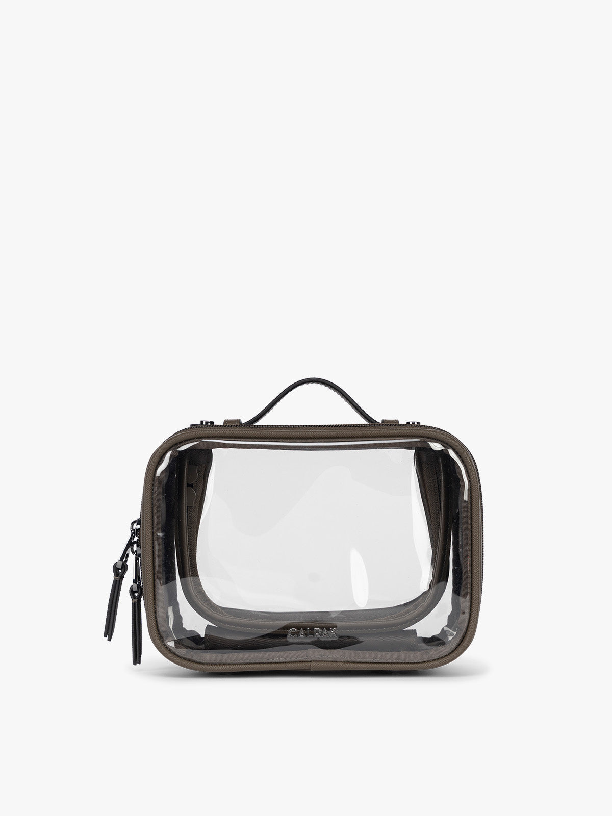 CALPAK Small Clear Cosmetics Case in brown Mushroom; CCM2001-MUSHROOM
