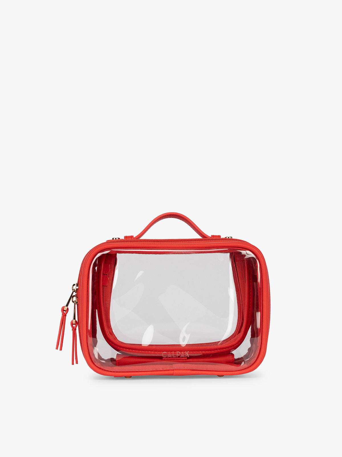 CALPAK Small  Clear Cosmetic Case in red Tomato;  CCM2001-TOMATO