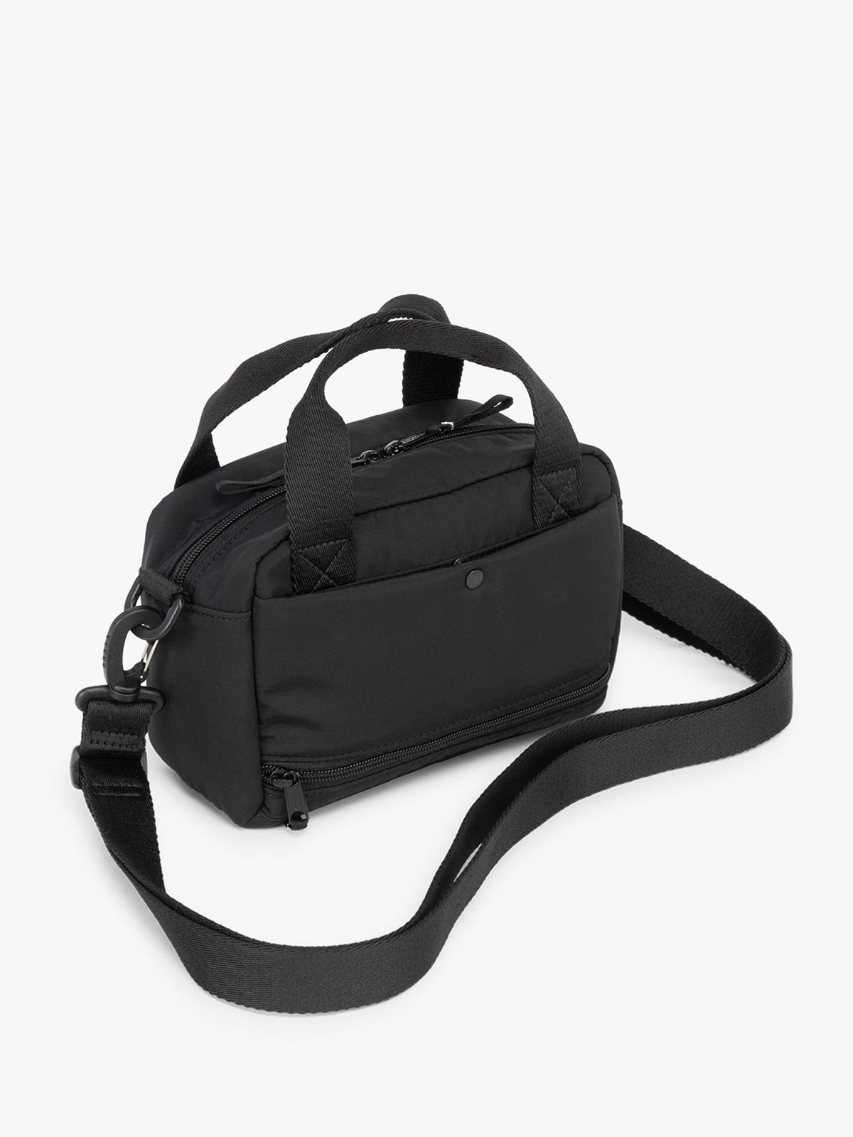 CALPAK Connect Crossbody Bag in Black with a strap on a white background; CCN2501-BLACK