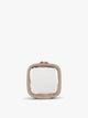 CALPAK Tiny Clear Cosmetic Case in tan Stone front view; CCT2501-STONE