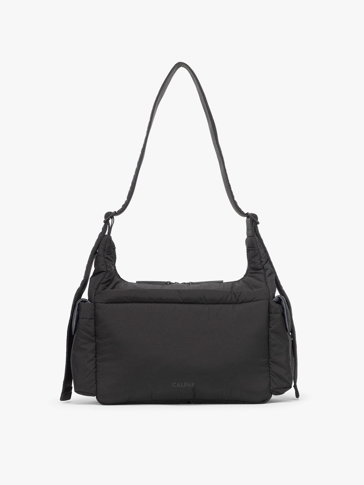 CALPAK Crossbody Diaper Bag in Black back view; CDB2501-BLACK