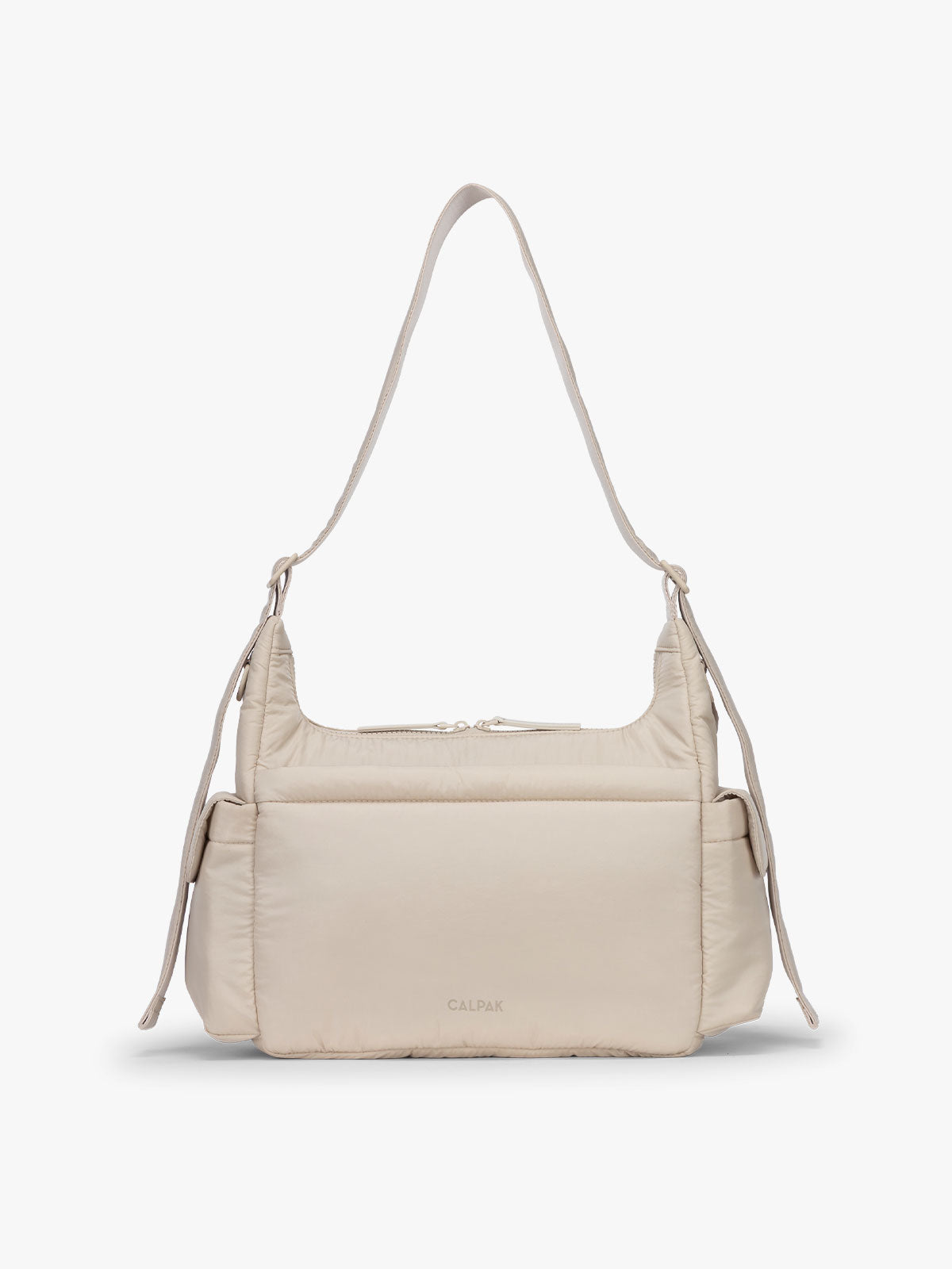 CALPAK Crossbody Diaper Bag in off-white Oatmeal back view; CDB2501-OATMEAL