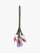 CALPAK Colette Calla Lilly Bag Charm with dark green strap and Red tomato flower stem with white and purple petals; CLBC2601-LAVENDER