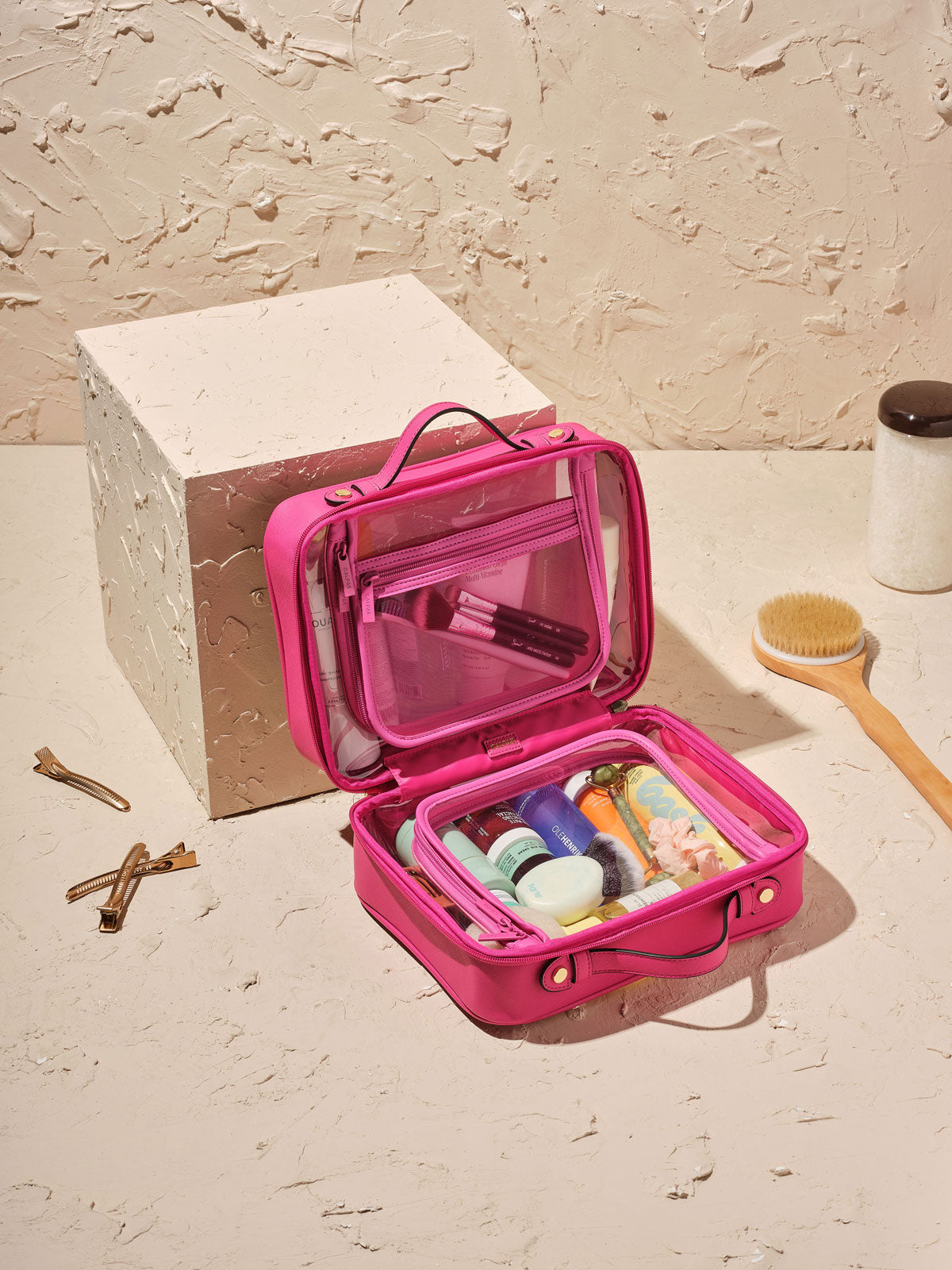 transparent cosmetics case; CCC2001-DRAGONFRUIT